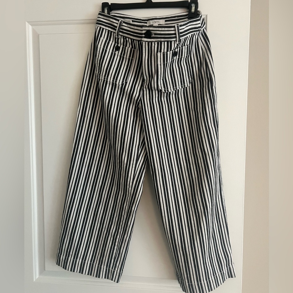 LOFT Black and White Striped Chinos - Picture 2 of 4